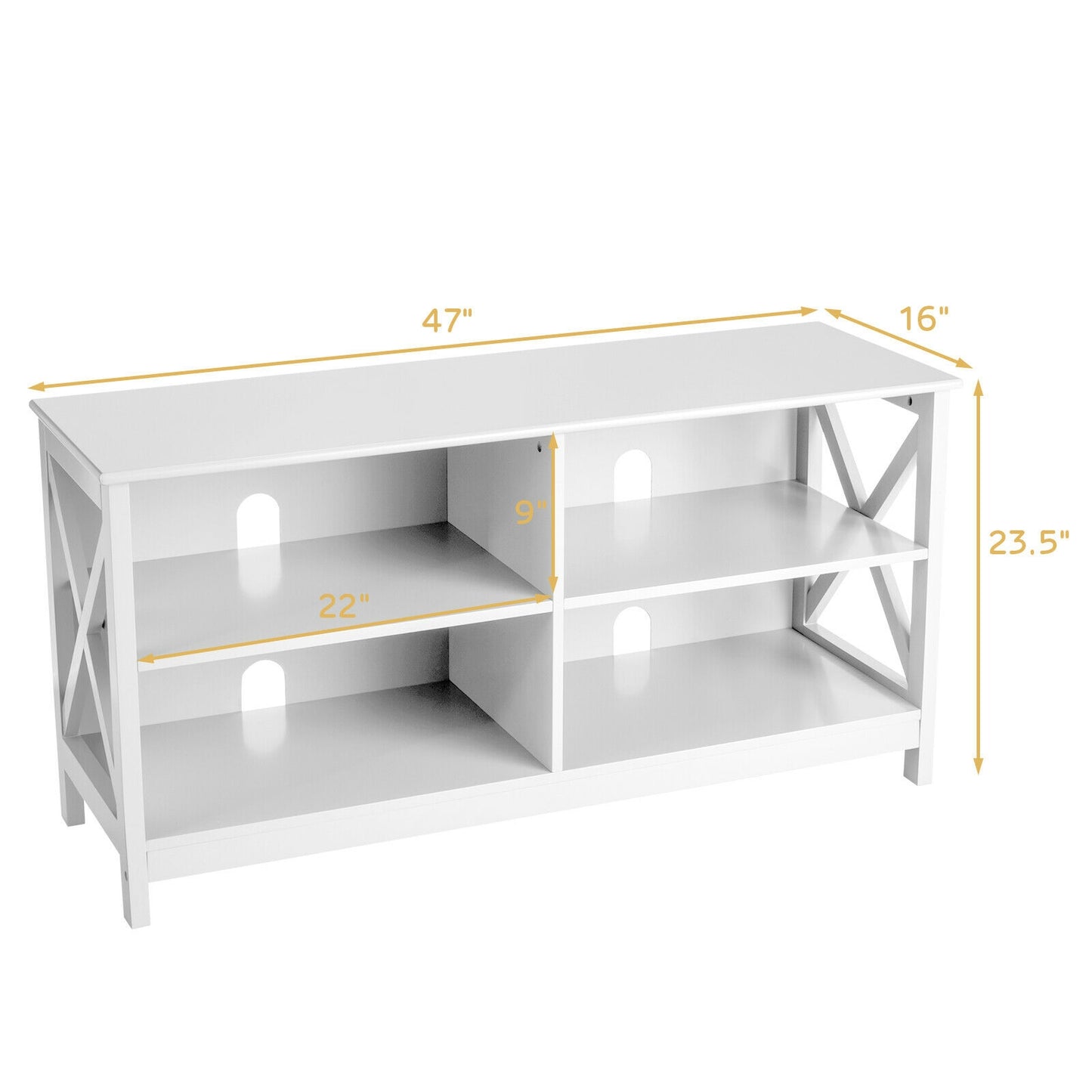 Wooden TV Stand Entertainment for TVs up to 55 Inch with X-Shaped Frame