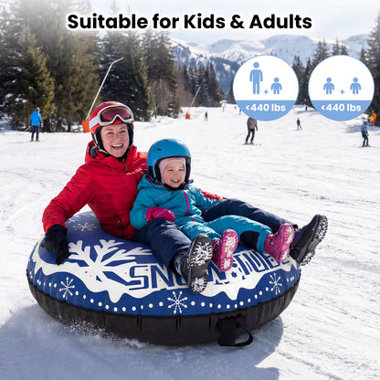 42" Heavy-duty Inflatable Snow Tube with Detachable Tow Strap-Blue