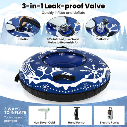 42" Heavy-duty Inflatable Snow Tube with Detachable Tow Strap-Blue