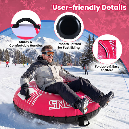 42" Heavy-duty Inflatable Snow Tube with Detachable Tow Strap-Pink