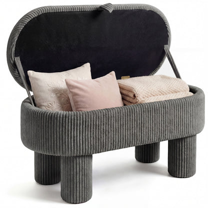 42 Inch Storage Ottoman Bench Corduroy Fabric Upholstered Foot Stool