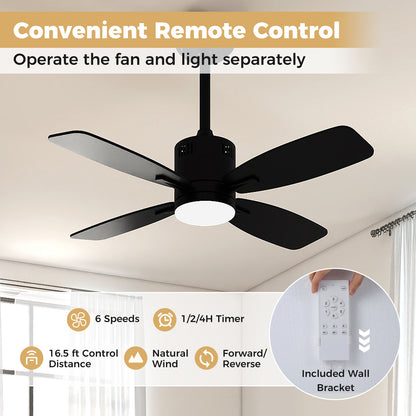 42inch Ceiling Fan with Light and Remote 3CCT LED with Memory 4H Timer 6 Speeds-Black