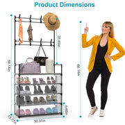 5-Tier Dustproof Coat Rack Shoe Rack