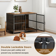 40 Inch Dog Crate Furniture Dog Kennel with Dual Lockable Double Doors-Rustic Brown