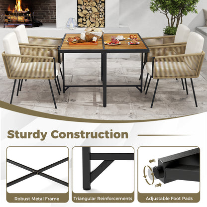 43.5 Inch 4-Person Square Patio Dining Table-Natural