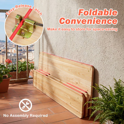 43.5 Inch Folding Kids Picnic Table & Bench Set No Assembly Wooden Toddler Table