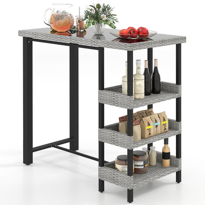 43.5 Inch Outdoor Bar Table with Tempered Glass Top