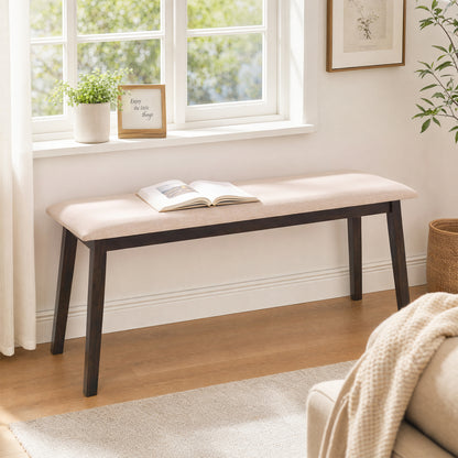 Upholstered Entryway Bench 43.5 Inch with Rubber Wood Frame