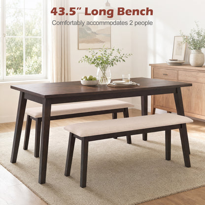 Upholstered Entryway Bench 43.5 Inch with Rubber Wood Frame