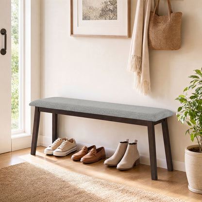 Upholstered Entryway Bench 43.5 Inch with Rubber Wood Frame
