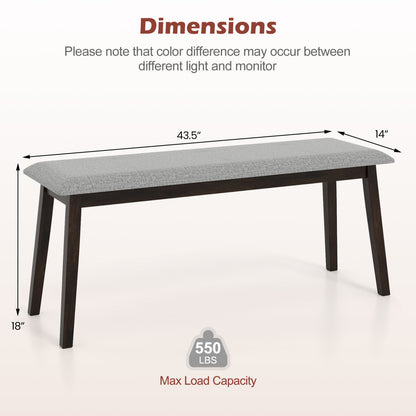 Upholstered Entryway Bench 43.5 Inch with Rubber Wood Frame