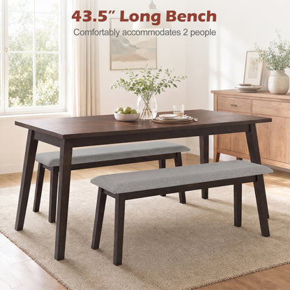 Upholstered Entryway Bench 43.5 Inch with Rubber Wood Frame