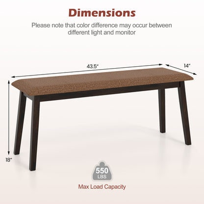 Upholstered Entryway Bench 43.5 Inch with Rubber Wood Frame