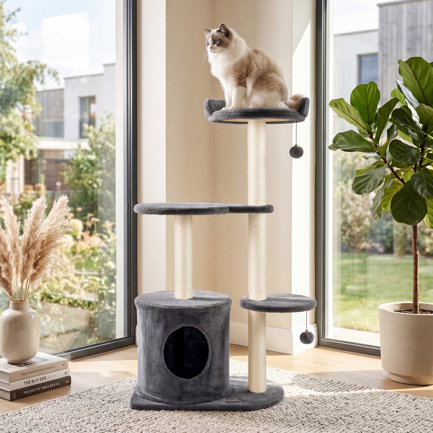 Cat Tree 43" with Condo, Perches & Scratching Posts