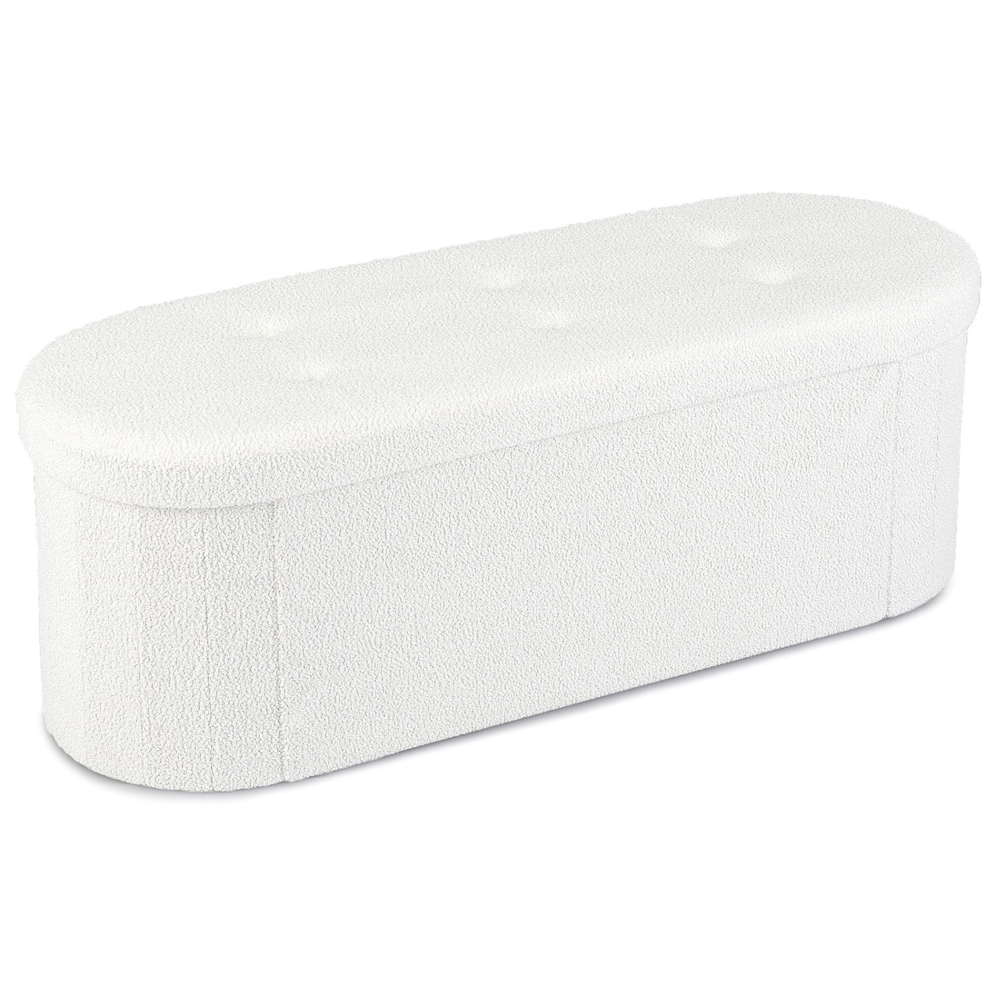 43" Folding Storage Ottoman Bench with Dividers - Teddy Fleece