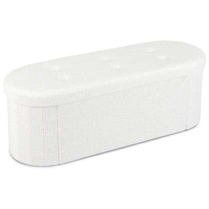 43" Folding Storage Ottoman Bench with Dividers - Teddy Fleece