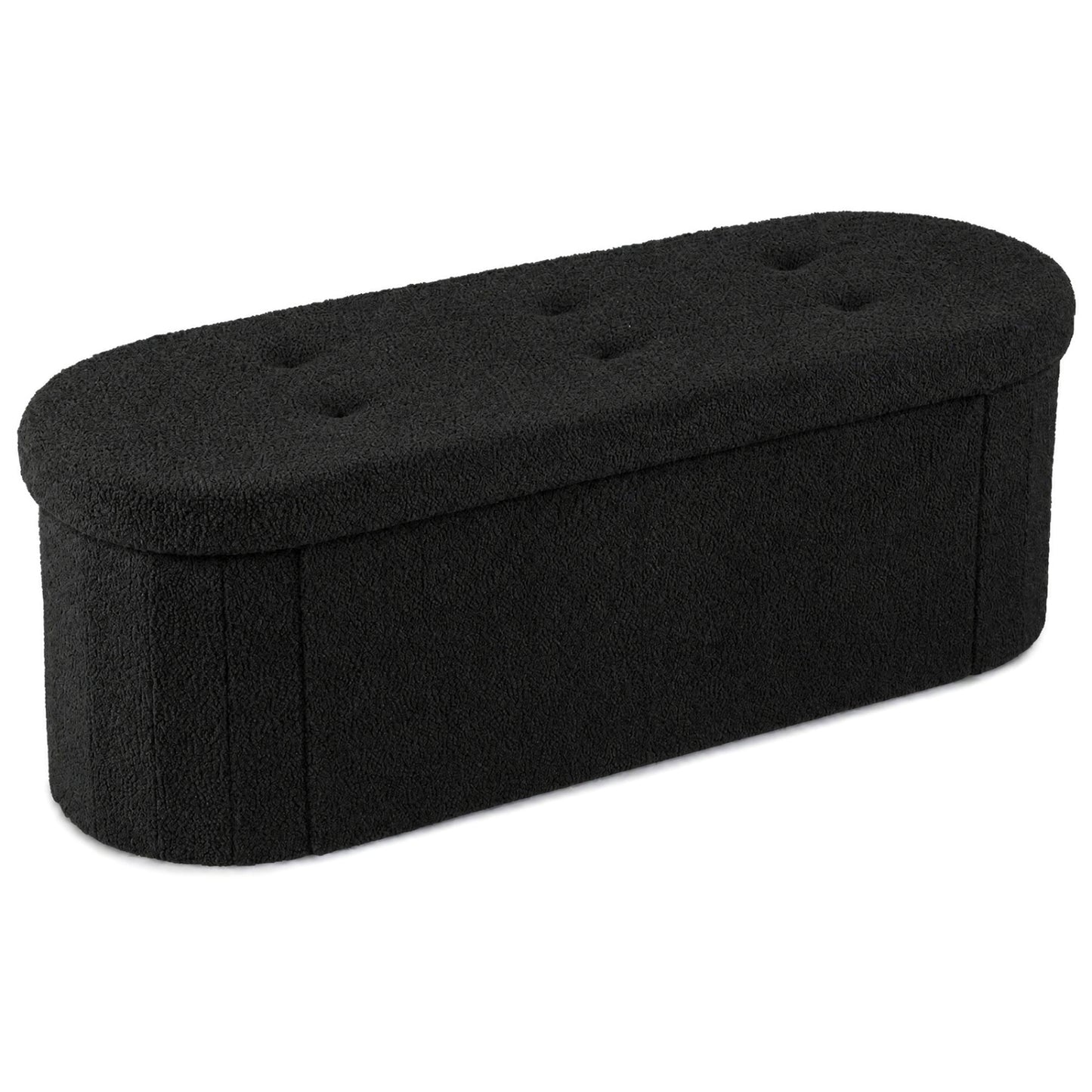 43" Folding Storage Ottoman Bench with Dividers - Teddy Fleece