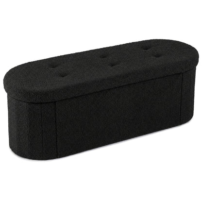 43" Folding Storage Ottoman Bench with Dividers - Teddy Fleece
