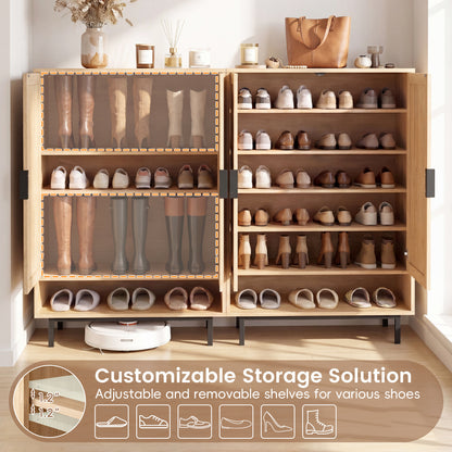 6-Tier Tall Shoe Cabinet with Double Doors - 43 Inch