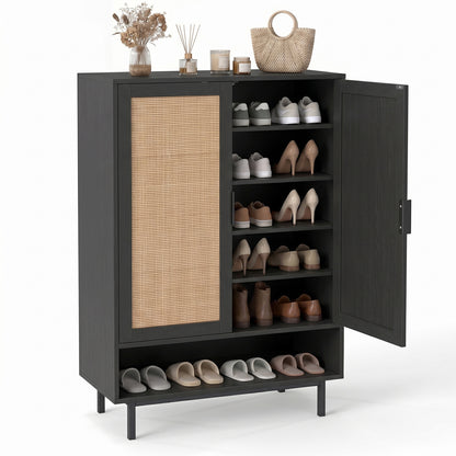 6-Tier Tall Shoe Cabinet with Double Doors - 43 Inch
