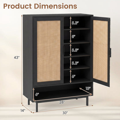 6-Tier Tall Shoe Cabinet with Double Doors - 43 Inch