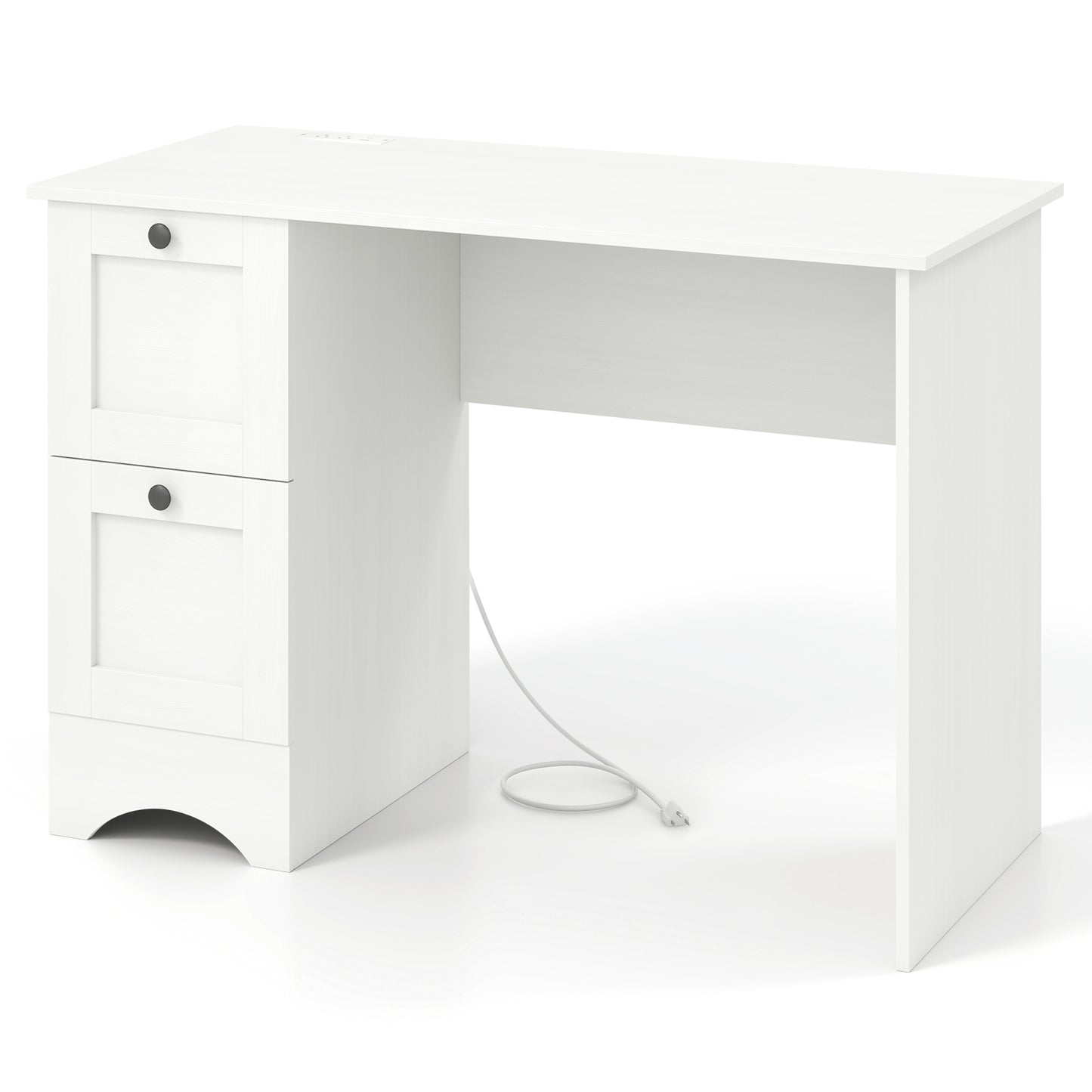 Wooden Computer Desk Workstation with 3 Drawers for Home and Office-Rustic Brown - White