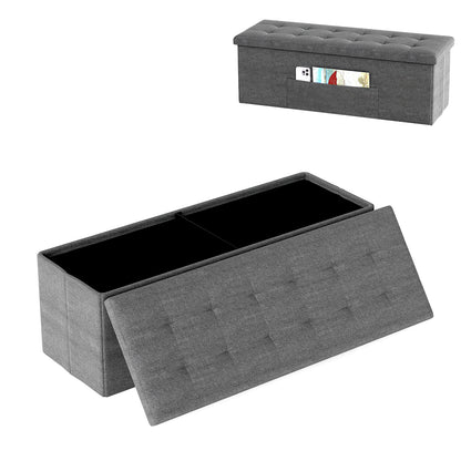 43 Inches Folding Storage Ottoman Bench Linen End of Bed Bench with Padded Seat