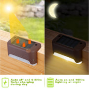 4Pcs Solar Powered LED Step Lights Outdoor  Dusk To Dawn Sensor Fence Lamps