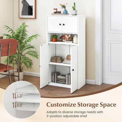 44 Inches Tall Bookshelf with Doors and Adjustable Shelf-1 Piece