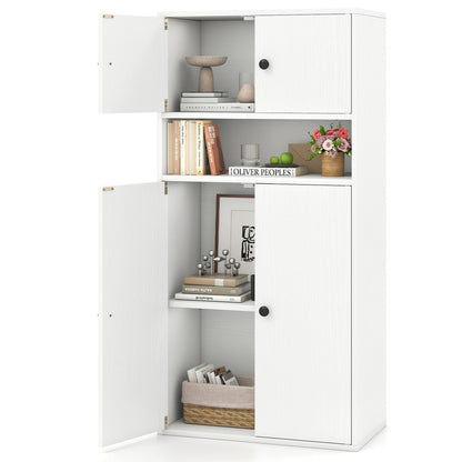 44 Inches Tall Bookshelf with Doors and Adjustable Shelf-2 Pieces