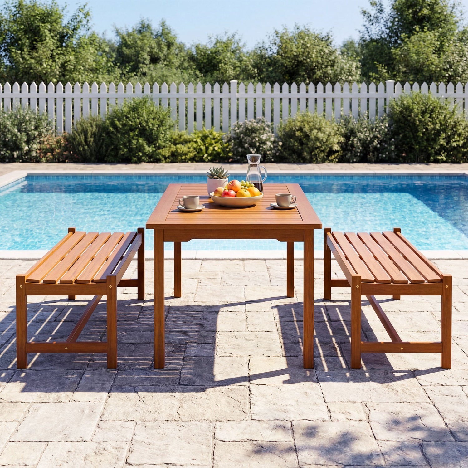 44" Patio Wood Bench Set of
