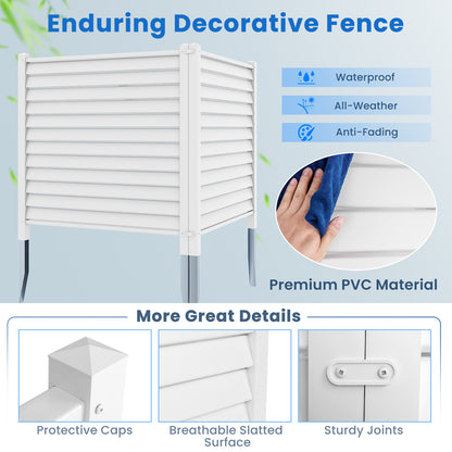 44 x 45 Inch Vinyl Picket Fence Panels with Metal Ground Stakes-White