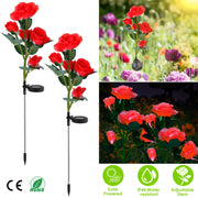 2Pcs Solar Powered Lights Outdoor Rose Flower LED Decorative Lamp