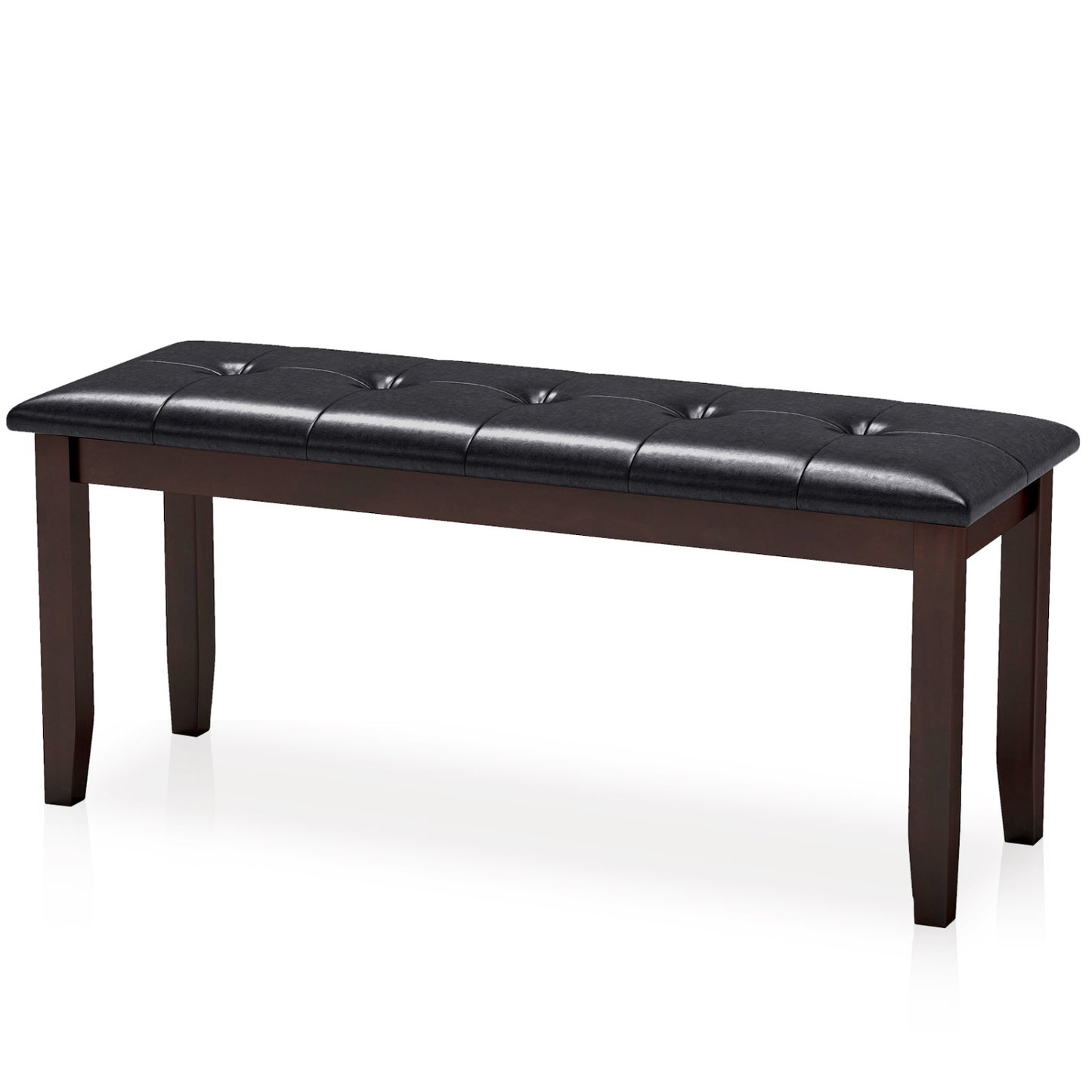 Upholstered Bench with Tufted Seat and Wood Legs, 45.5"