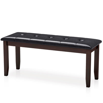 Upholstered Bench with Tufted Seat and Wood Legs, 45.5"
