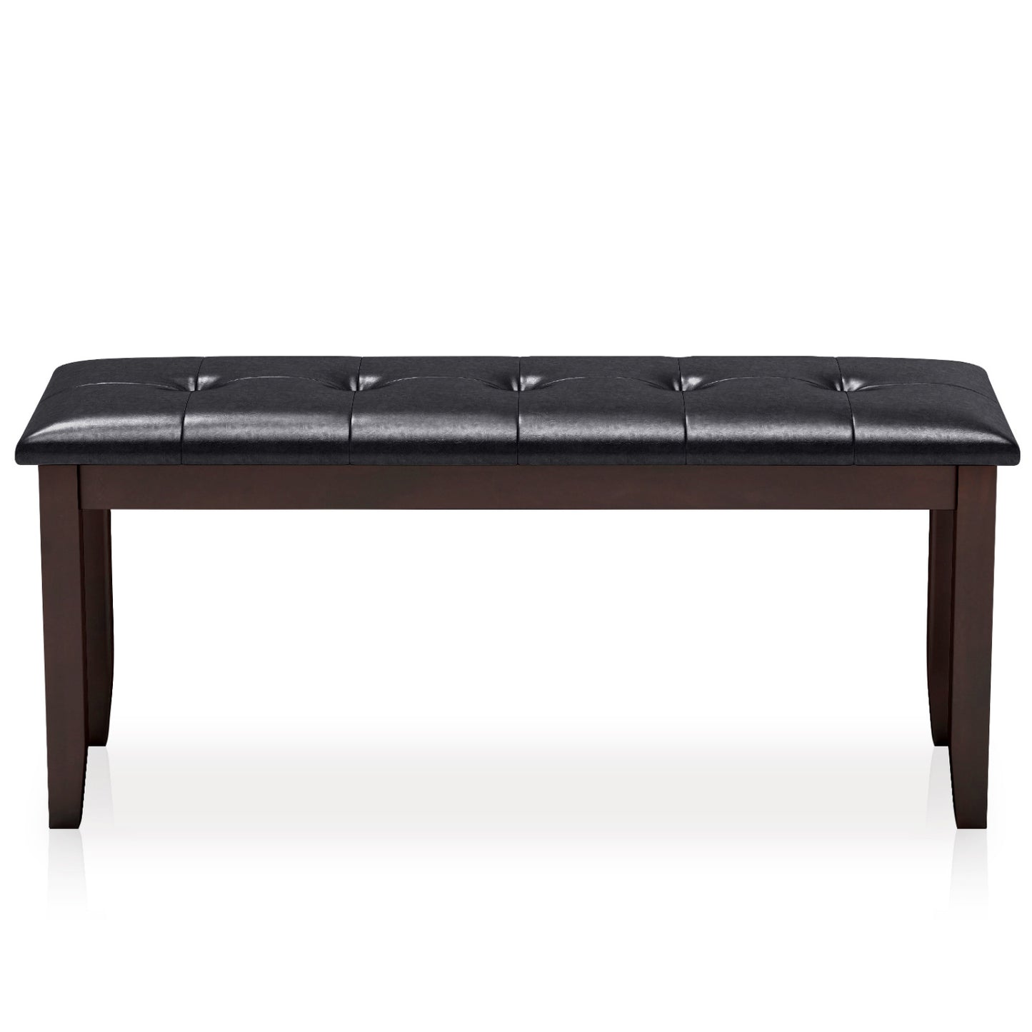 Upholstered Bench with Tufted Seat and Wood Legs, 45.5"