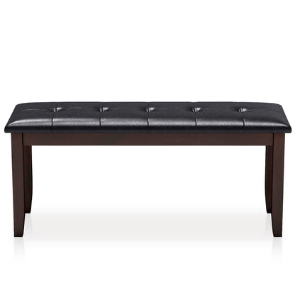 Upholstered Bench with Tufted Seat and Wood Legs, 45.5"