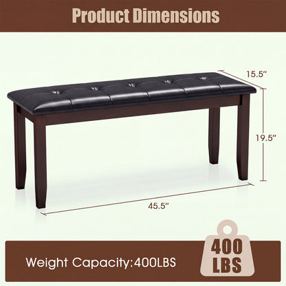 Upholstered Bench with Tufted Seat and Wood Legs, 45.5"