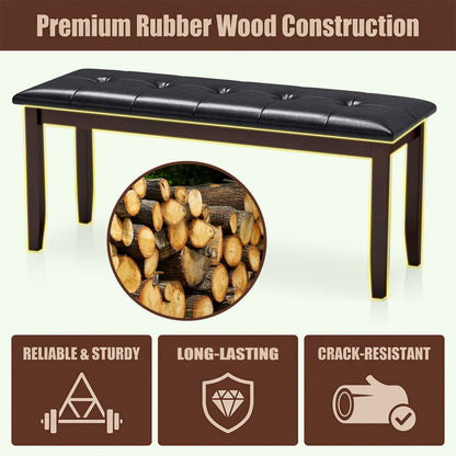 Upholstered Bench with Tufted Seat and Wood Legs, 45.5"