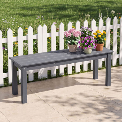 45" Outdoor HDPE Bench with 660 lbs Capacity with Slatted Seat for Patio