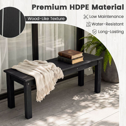 45" Outdoor HDPE Bench with 660 lbs Capacity with Slatted Seat for Patio