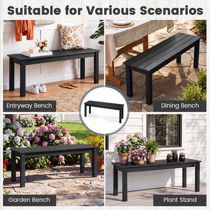 45" Outdoor HDPE Bench with 660 lbs Capacity with Slatted Seat for Patio