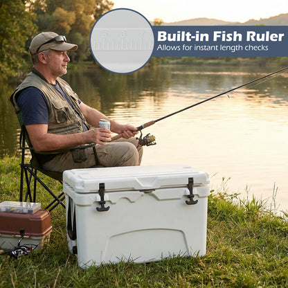 45 Quart Portable Hard Cooler Insulated Ice Chest Keeps Cool for up to 6 Days-White