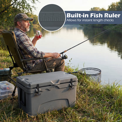 45 Quart Portable Hard Cooler Insulated Ice Chest Keeps Cool for up to 6 Days-Gray