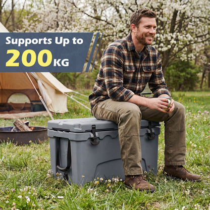 45 Quart Portable Hard Cooler Insulated Ice Chest Keeps Cool for up to 6 Days-Gray