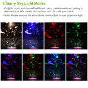 Pink LED Rotating Starry Sky Projector Kids Night Light