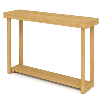 46 Inch Solid Wood Console Table 2-Tier Narrow Farmhouse Sofa Table