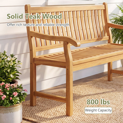 47" Teak Wood Outdoor Garden Bench 800 lbs Capacity