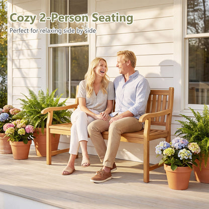 47" Teak Wood Outdoor Garden Bench 800 lbs Capacity