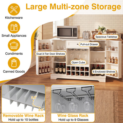 47.2 Inch Sideboard Cabinet with Wine Rack and Storage